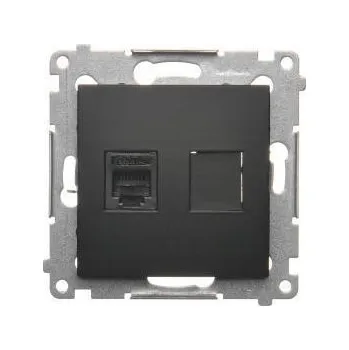 Elektrická zásuvka Telefonní zásuvka nástěnná Kontakt-simon černá