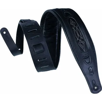 Kytarový popruh Levy's Rebel Leathers Black Embroidered Kytarový pás (Jako nové)