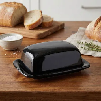 Máslenka Keramická máslenka Tadar 17 × 14 × 6,5 cm černá