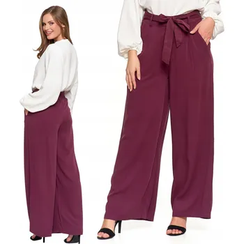 Dámské kalhoty Široké Dámské Kalhoty s Vysokým Pasem Elegantní Viskóza MORAJ 3XL