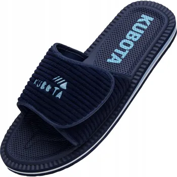 Pánské pantofle Pánské pantofle Kubota na suchý zip, manšestrové, tmavě modré, velikost 43