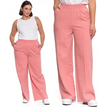 Dámské kalhoty DÁMSKÉ KALHOTY MORAJ TEPLÁKOVÉ ELEGANTNÍ ŠIROKÉ NOHAVICE VYSOKÝ PAS M