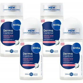 NIVEA DERMA CONTROL NATURAL TONE Dámský kuličkový antiperspirant 72h 50ml x4