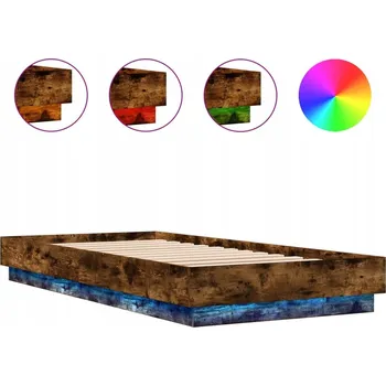 Postel Rám postele s RGB LED podsvícením, kouřový dub, 203 x 103 x 23 cm