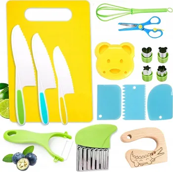 Kuchyňský nůž 17dílná SADA BEZPEČNÝCH KUCHYŇSKÝCH NOŽŮ A PŘÍSLUŠENSTVÍ PRO DĚTI