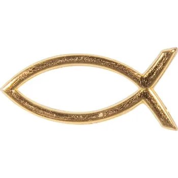 Zahradní dekorace Voskový motiv Rayher s křesťanskou rybkou, zlatý, 4 x 2 cm, 1 kus, k zdobení svíček, biřmování,