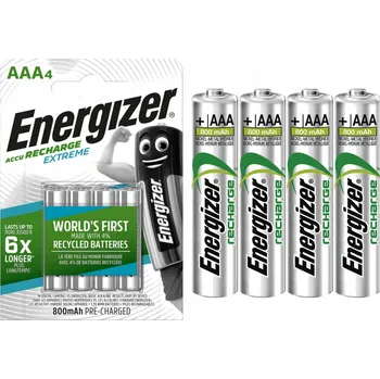 Článková baterie Dobíjecí baterie Energizer Accu Recharge AAA (R3) NiMH 800 mAh, 4 ks