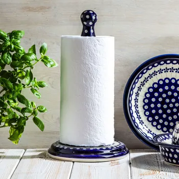 Držák kuchyňských utěrek Stojan na papírové ručníky Keramika Boleslaviec 32 cm - dek. 166A (druhý druh)