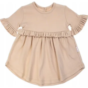 Dívčí šaty Šaty bavlněné dívčí s krátkým rukávem béžové Nicol velikost 68