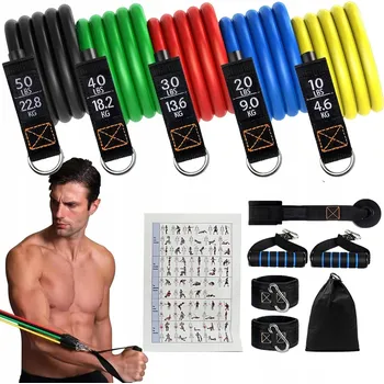 ODPOROVÉ GUMY NA CVIČENÍ WORKOUT BANDS SADA 5 GUM VYSOKÁ PRÉMIOVÁ KVALITA