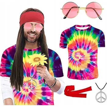 Karnevalový kostým Kostým, kostým hipísák unisex, paruka 60. a 70. léta retro, karneval, ples