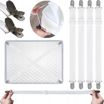 Prostěradlo Klipsová páska Klipsy napínací gumičky na prostěradlo Závěs 4 ks