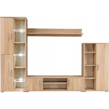 Obývací stěna Nábytková Stěna dub sonoma s LED osvětlením 260x30x180 cm
