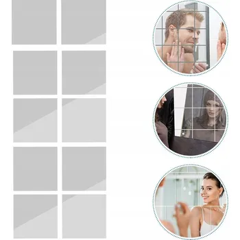 Zrcadlo 10x SAMOLEPICÍ SAMOLEPKY ZRCADLOVÉ ZRCADLO NALEPovací OBKLADOVÁ DESKA SADA