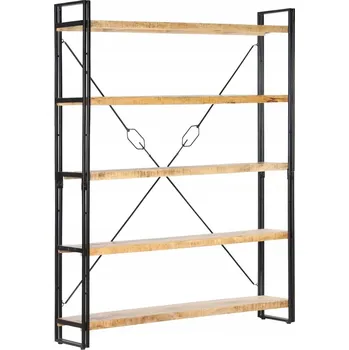 Knihovna Industriální regál z masivního mangového dřeva a oceli, 140x30x180 cm