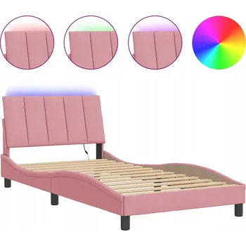 Postel Rám postele s LED podsvícením, růžový, 218 x 105 x 74,5 cm