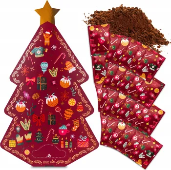 Vánoční dekorace Adventní kalendář s mletou kávou arabica stromeček dárek Green Touch