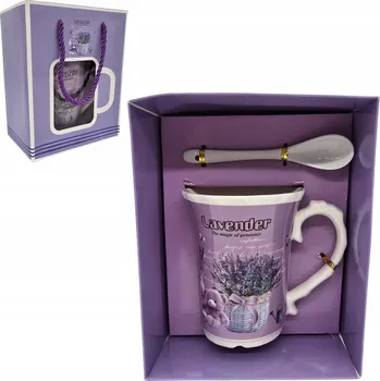 KERAMICKÝ HRNEK LEVANDULE FIALOVÝ V OZDOBNÉ DÁRKOVÉ KRABIČCE