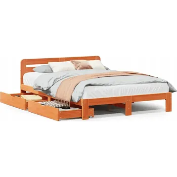 Postel Rám postele borovicový voskově hnědý 203,5 x 124 x 65,5 cm se 2 zásuvkami