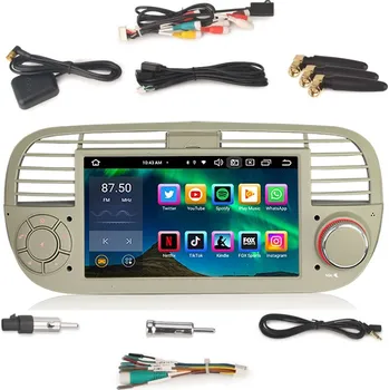 Autorádio 2DIN AUTORÁDIO S NAVIGACÍ ANDROID pro Fiat 500 500C 500S 500E 4/64GB DSP CARPLAY LTE