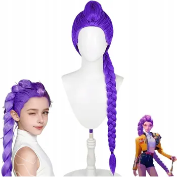 Karnevalová maska Halloween Bal COSPLAY dlouhé vlasy RUMI Kpop Demon Hunters Fialová paruka