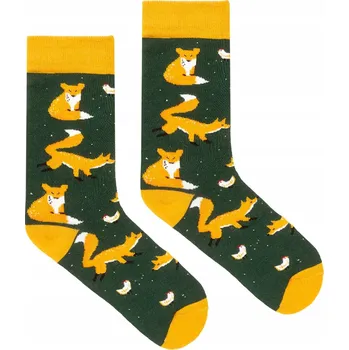 Pánské ponožky KABAK Ponožky BO Úžasný Pan Lišák Zelený 36-41 zelená velikost 36-40