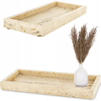 Dekorativní tác z travertinu, masivní béžový 3x30x13 181535