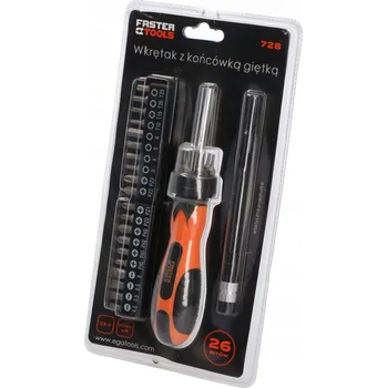 Šroubovák FASTER TOOLS Sada šroubováků s ohebným nástavcem - 28 ks