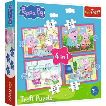 Puzzle 34672 Trefl puzzle 4v1 prasátko Pepa, Peppa miluje dobrodružství