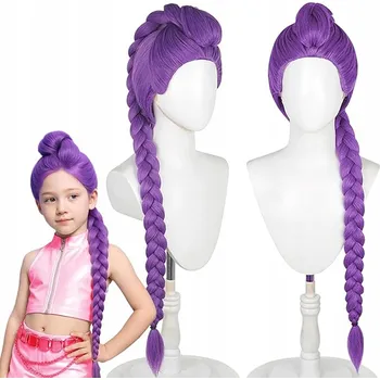Karnevalový kostým PARUKA kostým převlek Kpop Demon hunters Cop Kudrnatý culík Rumi cosplay 107cm