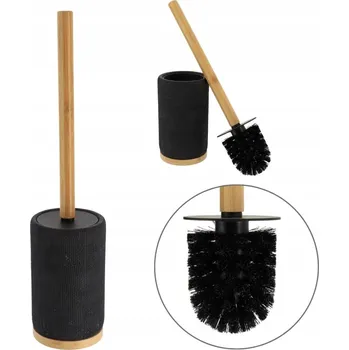WC štětka WC KARTÁČ TOALETNÍ S BAMBUSOVÝM DRŽÁKEM UZAVÍRATELNÝ STOJÍCÍ ČERNÝ
