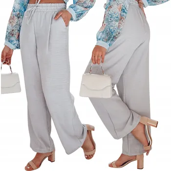 Dámské kalhoty Dámské široké kalhoty s vysokým pasem šedé UY2664 - L