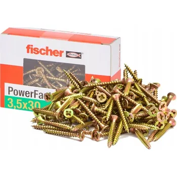 Vrták VRUTY ŠROUBY FISCHER DO DŘEVA, DESEK 3,5x30 mm PZ2 SADA 100 KUSŮ