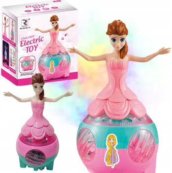 Panenka Interaktivní Panenka Princezna Na Kouli Hrací Skříňka Světelné a Zvukové Efekty
