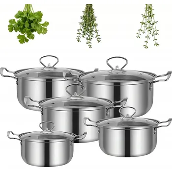 Sada nádobí SADA HRNCŮ 10 DÍLNÁ SOUPRAVA Z NEREZOVÉ OCELI INDUKCE