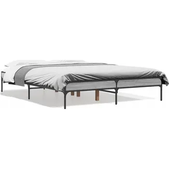 Postel Rám postele 193x143x30 cm, šedý dub sonoma, kovové nožičky