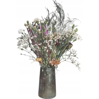 Váza Dekorativní skleněná váza šedá na květiny do obýváku, ozdobná váza 20 cm