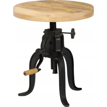 Konferenční stolek Retro odkládací stolek, mangové dřevo, litinové nohy, 45x(45-62) cm