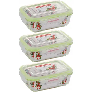 Dóza na potraviny 3x NÁDOBA NA POTRAVINY 640ml OBĚDOVÝ BOX ŽÁRUVZDORNÝ SVAČINOVÝ BOX