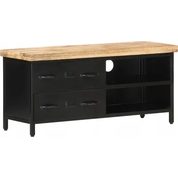 Televizní stolek Dřevěná skříňka pod TV z manga, černá, 90 x 30 x 41 cm