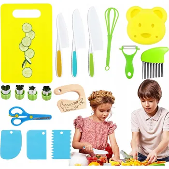 Kuchyňský nůž BEZPEČNÁ SADA KUCHYŇSKÝCH NOŽŮ A PŘÍSLUŠENSTVÍ PRO DĚTI 17 KS