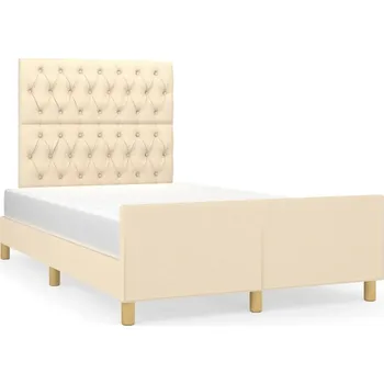 Postel Rám postele s čelem, krémová, 203 x 126 x 118/128 cm