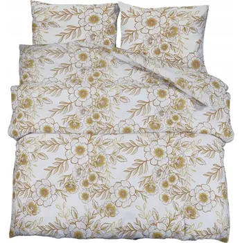 Povlečení Sada povlečení 100% bavlna bílo-hnědá 220x240 cm, 65x65 cm