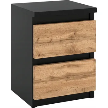 Noční stolek Noční stolek Stiv-Meble černý dub wotan 2 zásuvky 30x30x40 cm matný