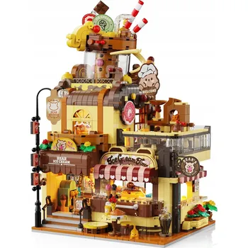 ostatní stavebnice STAVEBNICE CITY KAVÁRNA ZMRZLINOVÝ DŮM KREATIVNÍ DOMEČEK S LED OSVĚTLENÍM 1388 dílků DÁREK