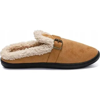 Dámská obuv Dámské semišové teplé zimní Papuče Bamboše a látkou, velbloudí barva 36/37