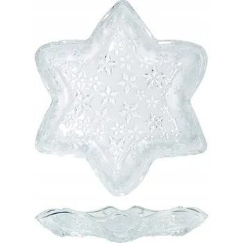 Talíř Nádoba na perníky s vánočním plátkem, skleněný talíř, hvězdička 16 cm
