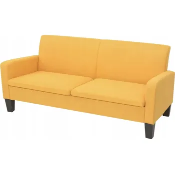 Pohovka Třímístná pohovka z borovicového dřeva, žlutá, 180x65x76 cm