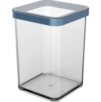 Organizace kuchyně Čtvercová skladovací nádoba Rotho Loft 1l s víkem a těsněním, plast (SAN) bez BPA, modrá/průhledná,