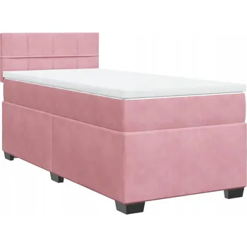 Postel Kontinentální postel růžová 200 x 90 x 100,5 cm s matrací a topperem